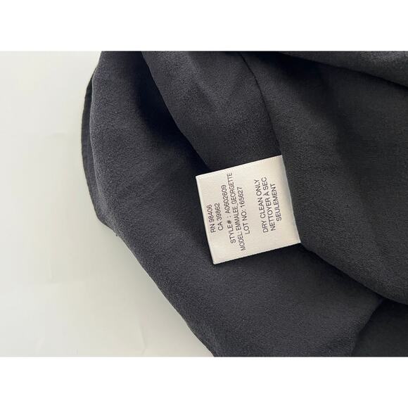 THEORY Emmalee Georgette Twist Front Black Chiffon Ruched Dress Womens Size 0 - Picture 11 of 12